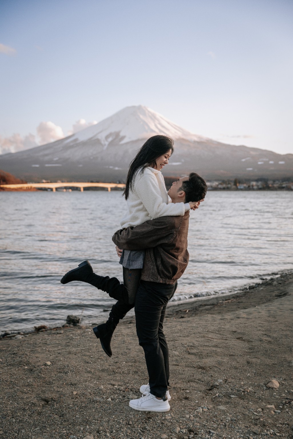 Mount Fuji embrace portrait
